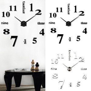 2X Modern DIY 3D Wall Clock Mirror Surface Sticker